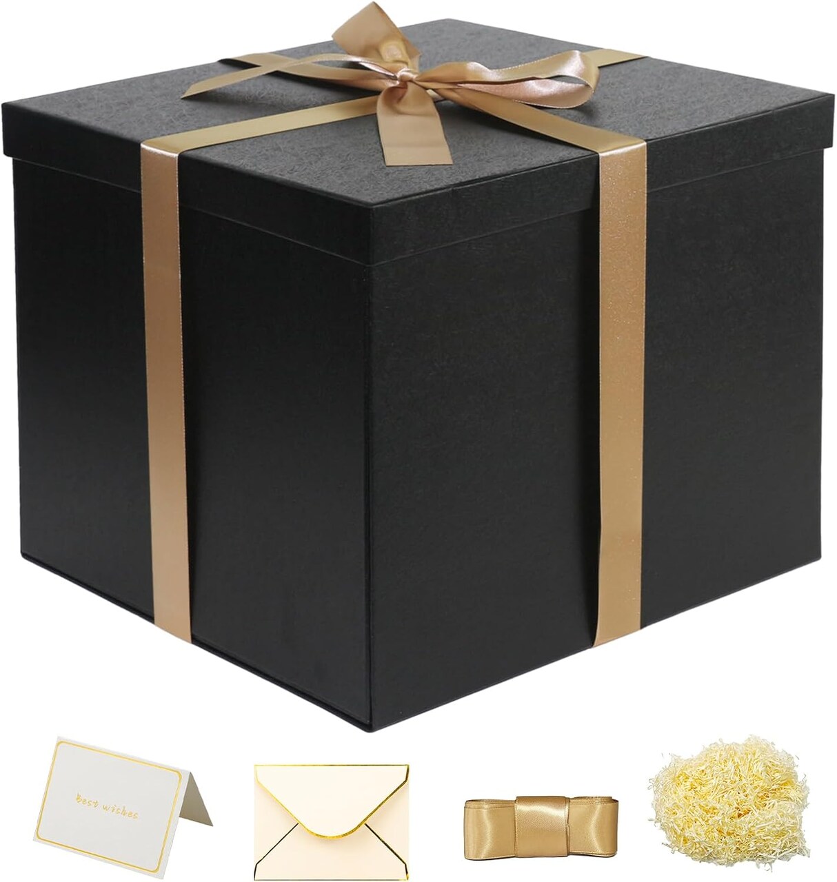 Large Black Gift Box 12x12x10 Inches – Premium Packaging for Birthdays, Valentine's Day, Mother's Day, Christmas, Anniversaries (01-black)